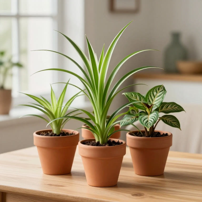 Plantas de interior seguras para gatos y perros en macetas de terracota junto a una ventana luminosa