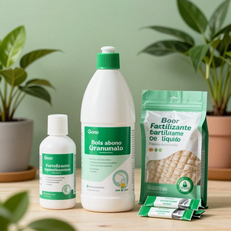 Varios tipos de abono para plantas de interior: líquido, granulado y en bastoncillos